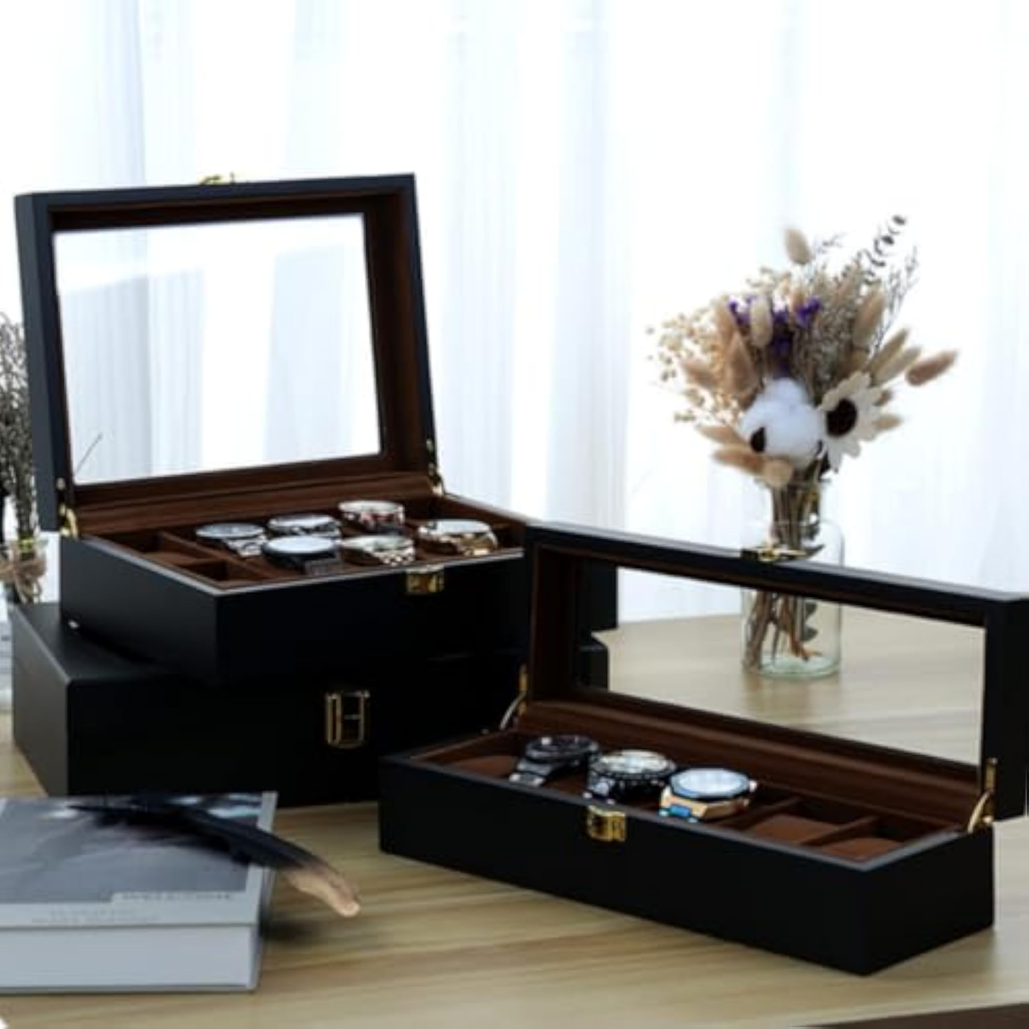 Cushioned Compartments Watch Storage Box with 10 Slots